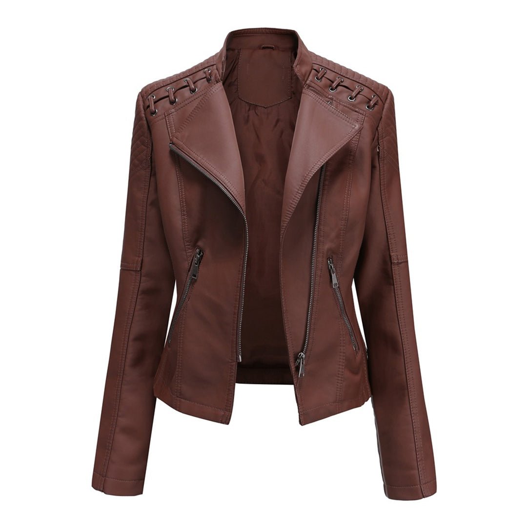 Marguerite™ | Jaqueta Moto Matelassê Assimétrica Feminina