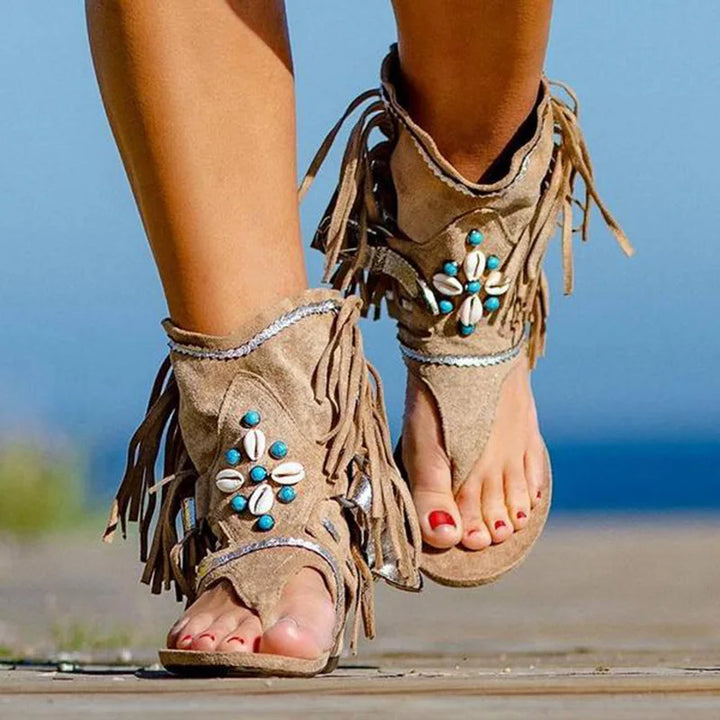 Victoria™ - Sandálias Boho Retro com Franjas