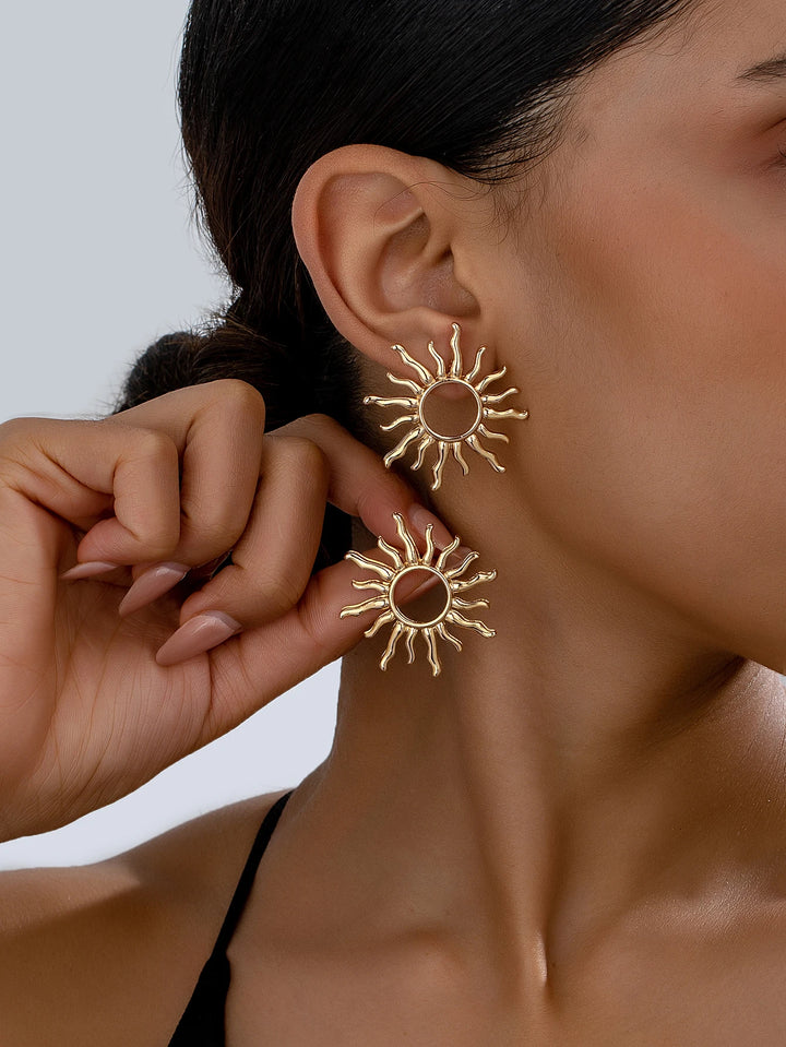 Brincos de Ponto de Girassol Elegantes - 1 Par de Joias da Moda