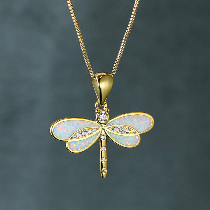 Colar de Ouro com Borboleta e Opala