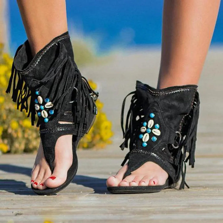 Victoria™ - Sandálias Boho Retro com Franjas
