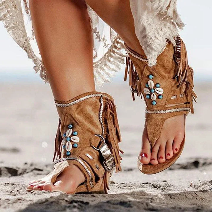 Victoria™ - Sandálias Boho Retro com Franjas