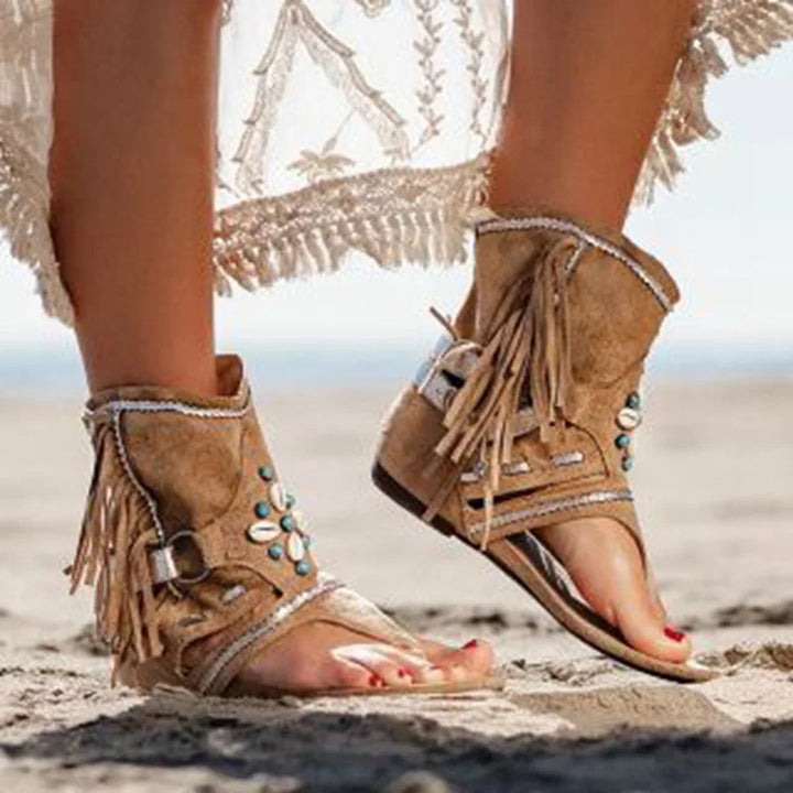 Victoria™ - Sandálias Boho Retro com Franjas