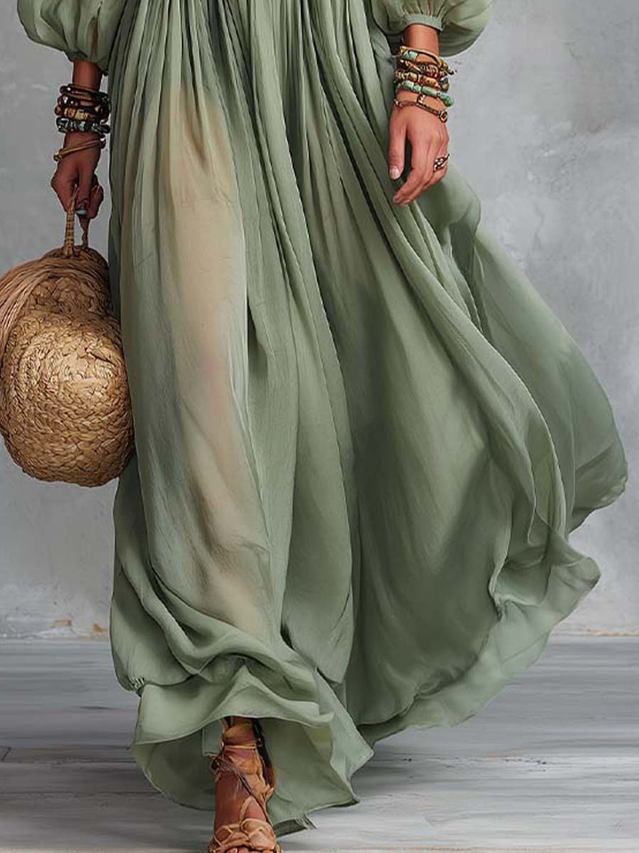 Élodine™ | Vestido Maxi Boêmio com Estampa Floral