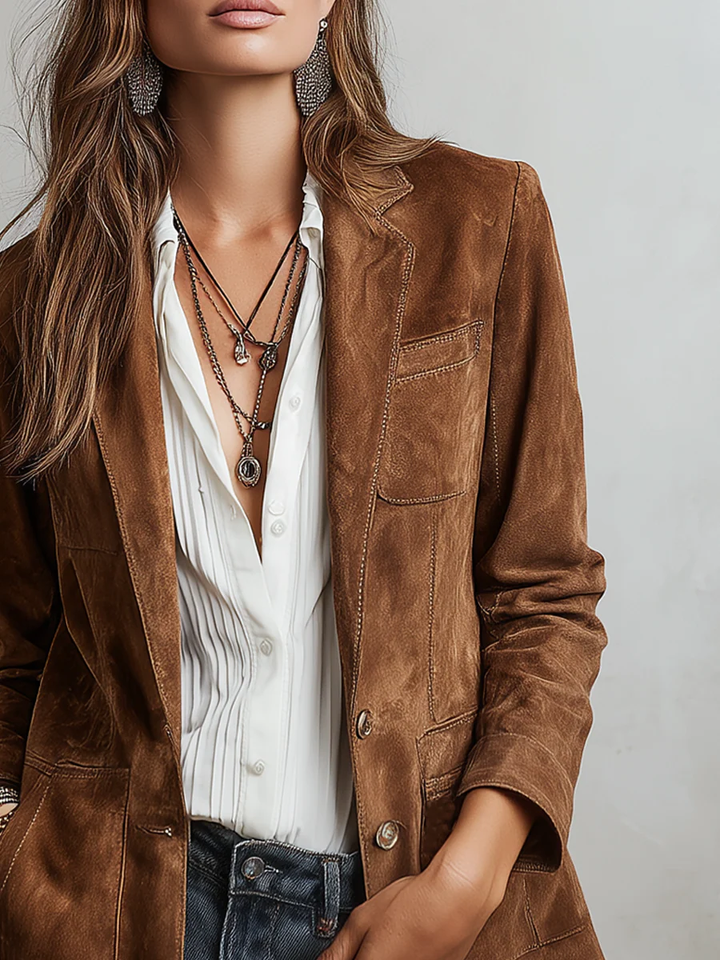 Blazer Vintage Marrom Feminino