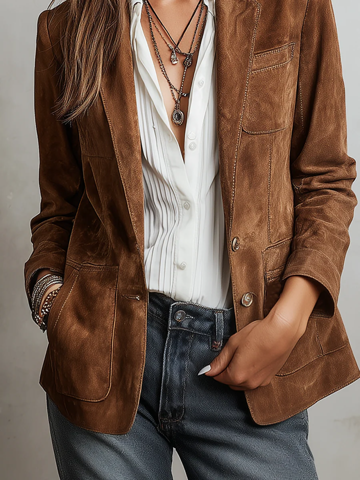 Blazer Vintage Marrom Feminino