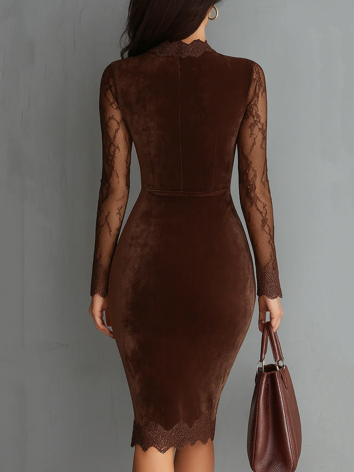 Aurelia™ | Vestido Mini de Veludo com Mangas de Renda