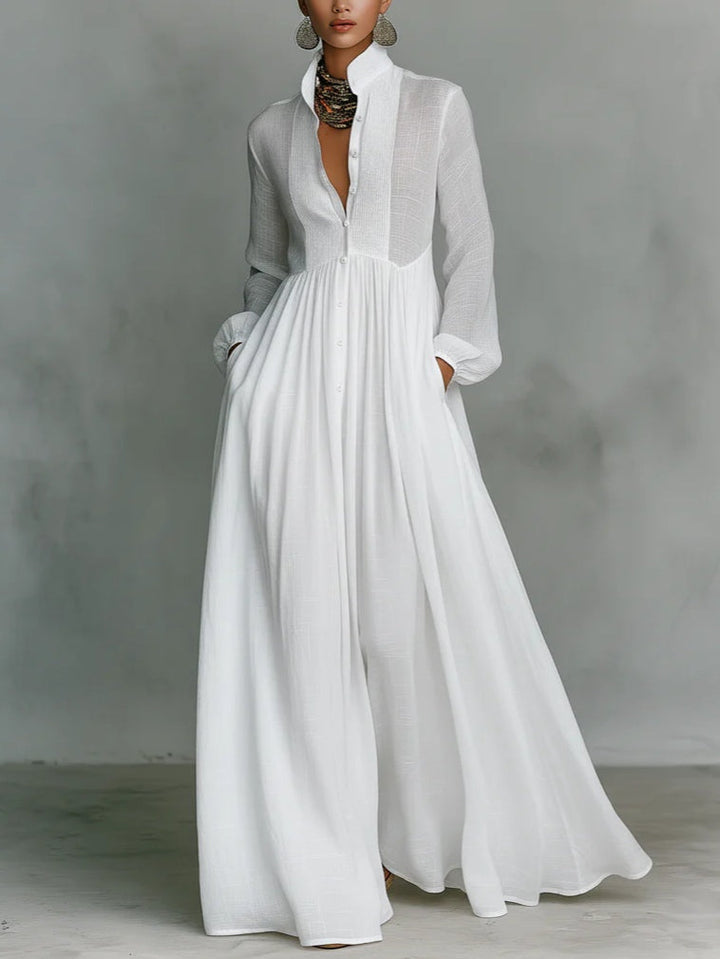 Leonie™ | Vestido Maxi Minimalista com Gola Alta