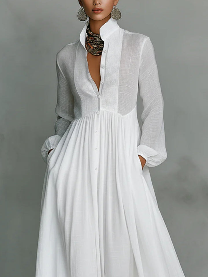 Leonie™ | Vestido Maxi Minimalista com Gola Alta