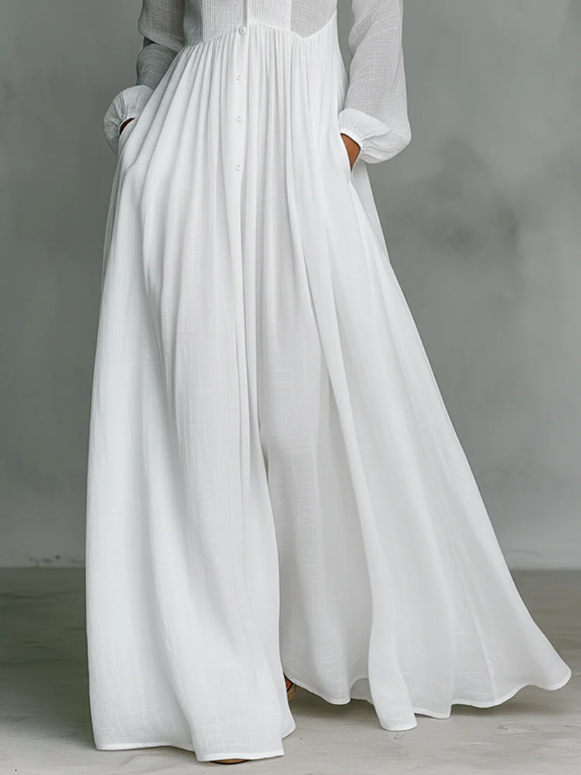 Leonie™ | Vestido Maxi Minimalista com Gola Alta