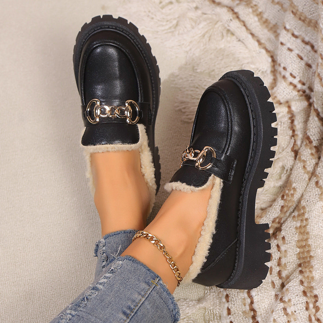 Ella™ - Mocassins Grossos, Quentes e Confortáveis com Forro em Pelúcia