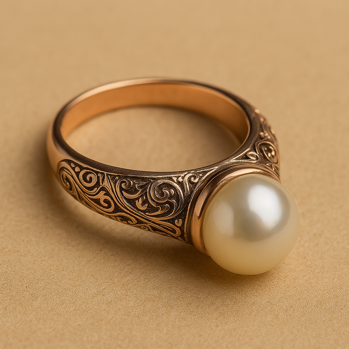 Anel Dourado com Pérola Vintage