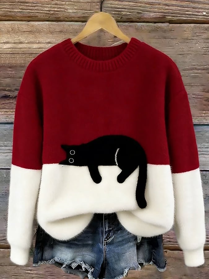 Aileen™ | Suéter Oversized com Estampa de Gato Elegante