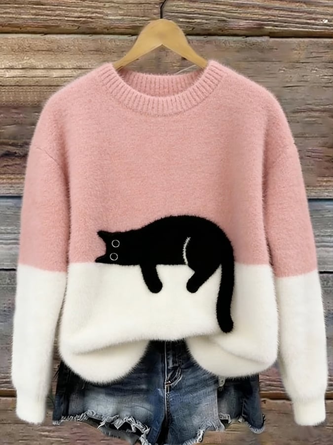 Aileen™ | Suéter Oversized com Estampa de Gato Elegante