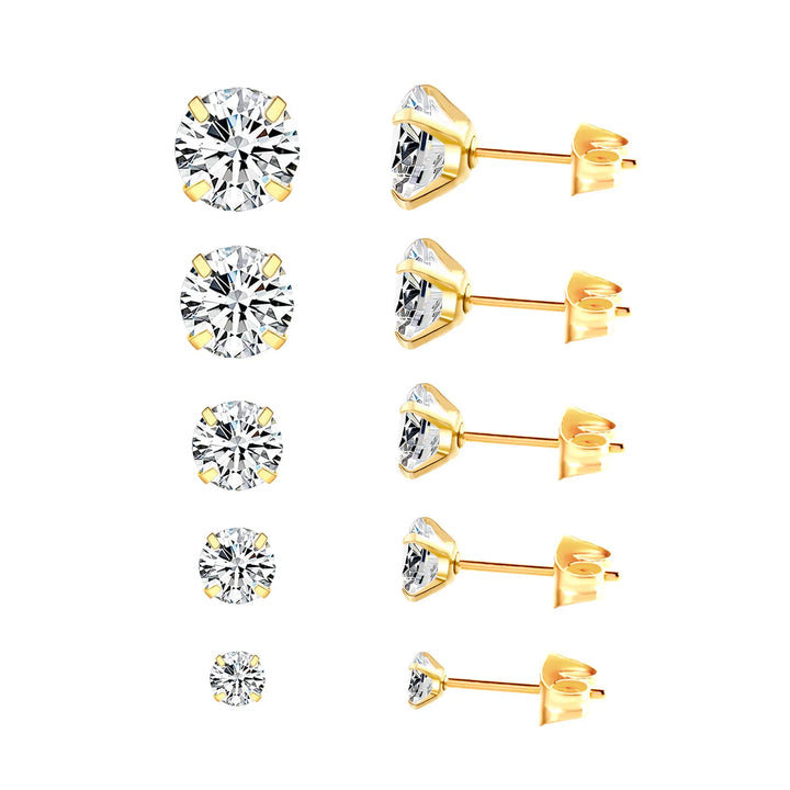 Conjunto de Brincos Dara com Pedras Brilhantes | Dourado