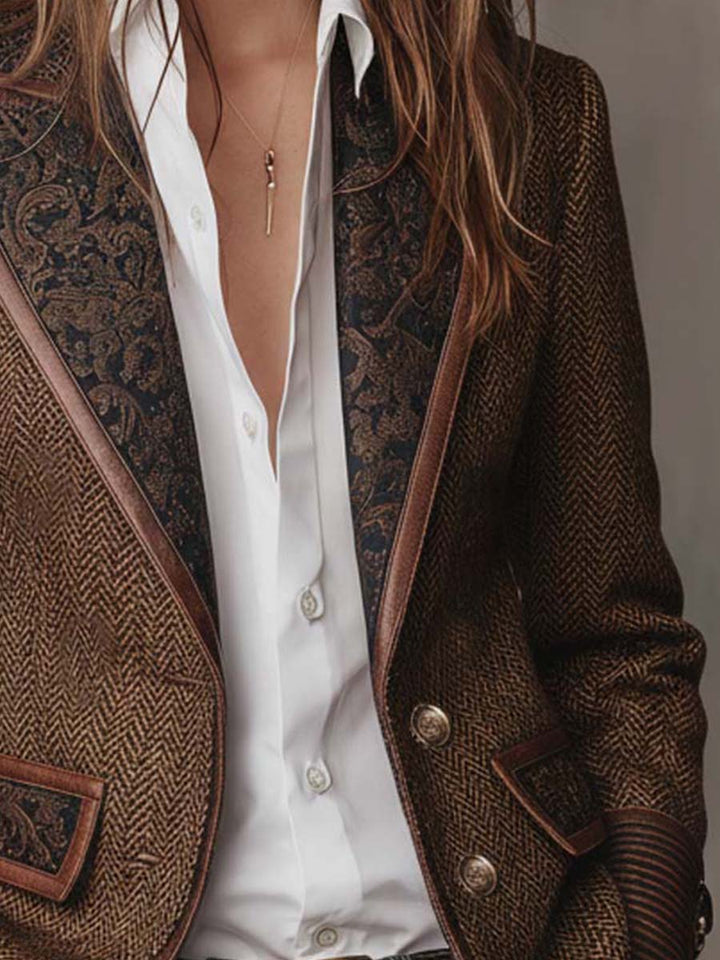 Blazer Feminino com Painel Estampado em Chevron