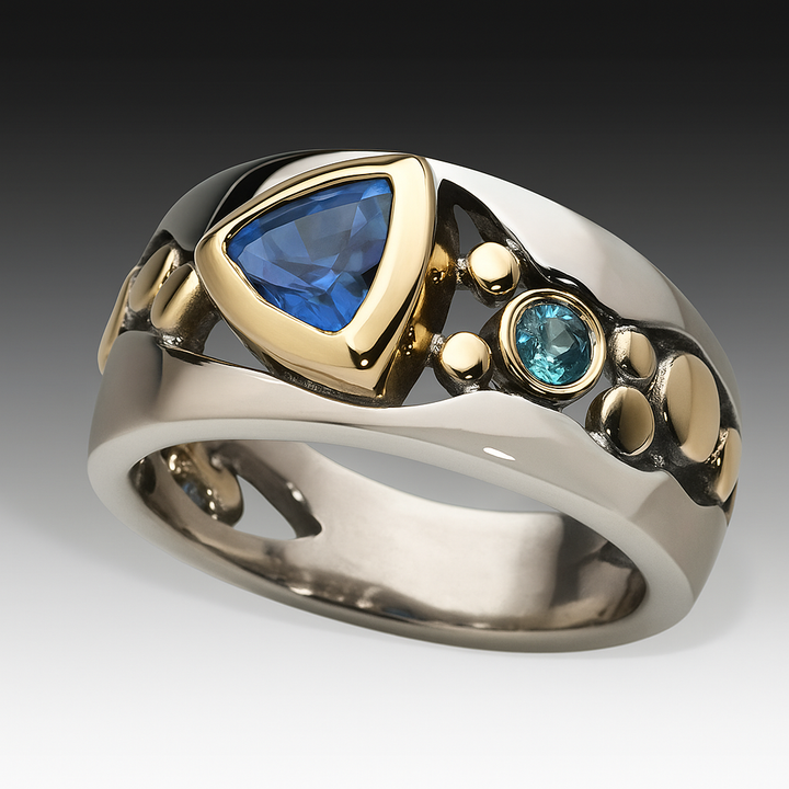 Anel de Cristal Azul Vintage