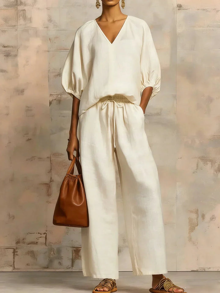 Valência | Conjunto de Linho Elegante e Relaxado em Duas Peças