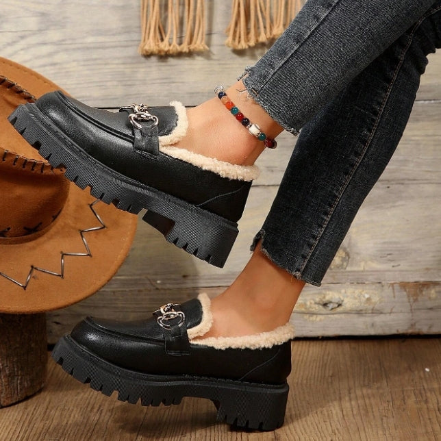 Ella™ - Mocassins Grossos, Quentes e Confortáveis com Forro em Pelúcia