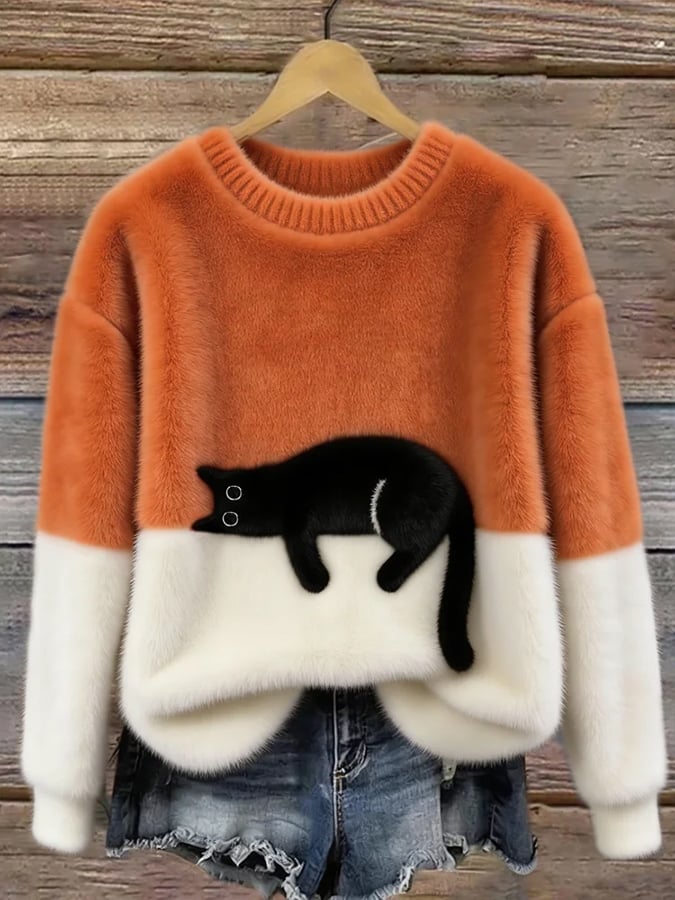 Aileen™ | Suéter Oversized com Estampa de Gato Elegante