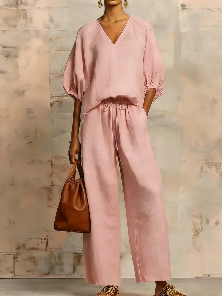 Valência | Conjunto de Linho Elegante e Relaxado em Duas Peças