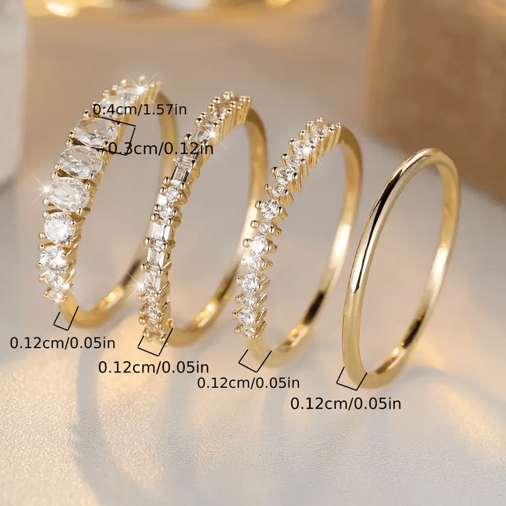Anel Empilhável em Zircônia Dourada 14k