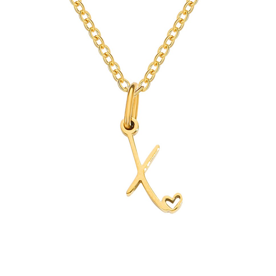 Heart Necklace with Gold Letter Charm
