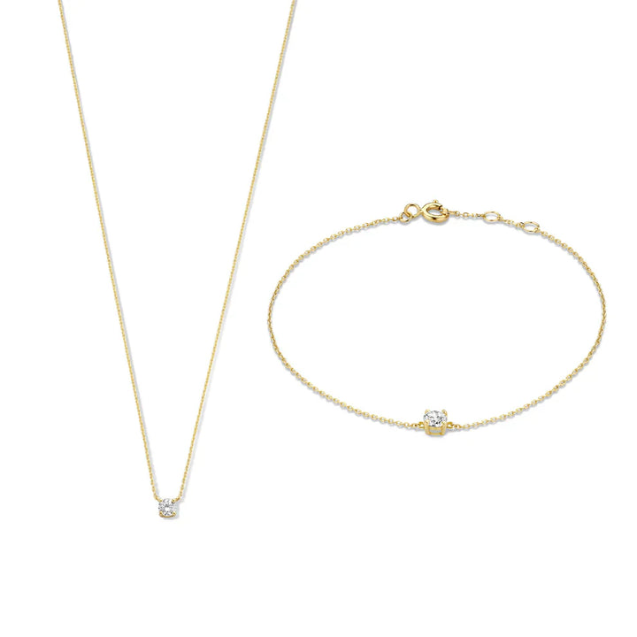 Conjunto Cléa com Pedra Moissanita | Dourado