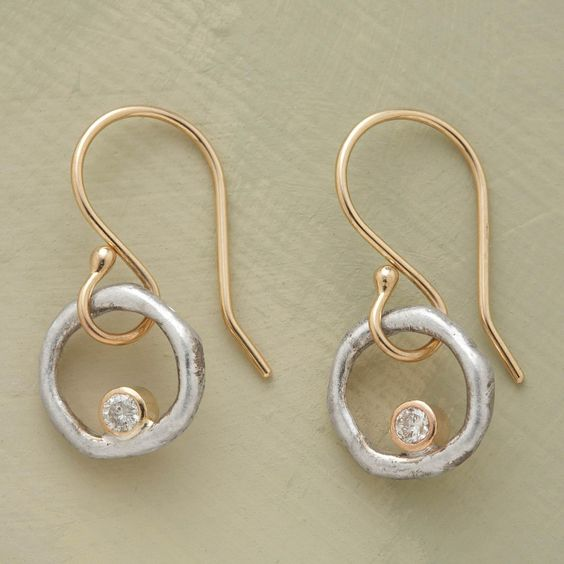 Brincos Vintage de Ouro e Prata com Zircônia
