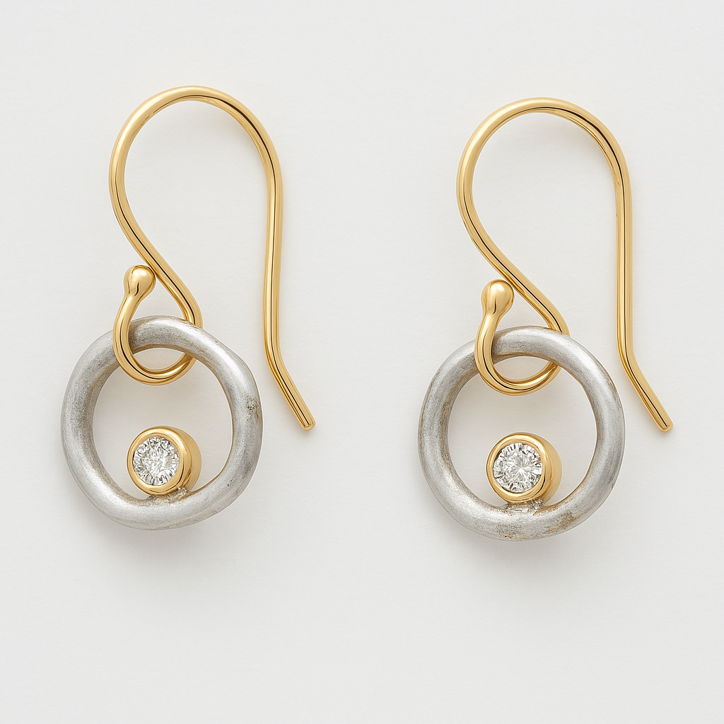 Brincos Vintage de Ouro e Prata com Zircônia