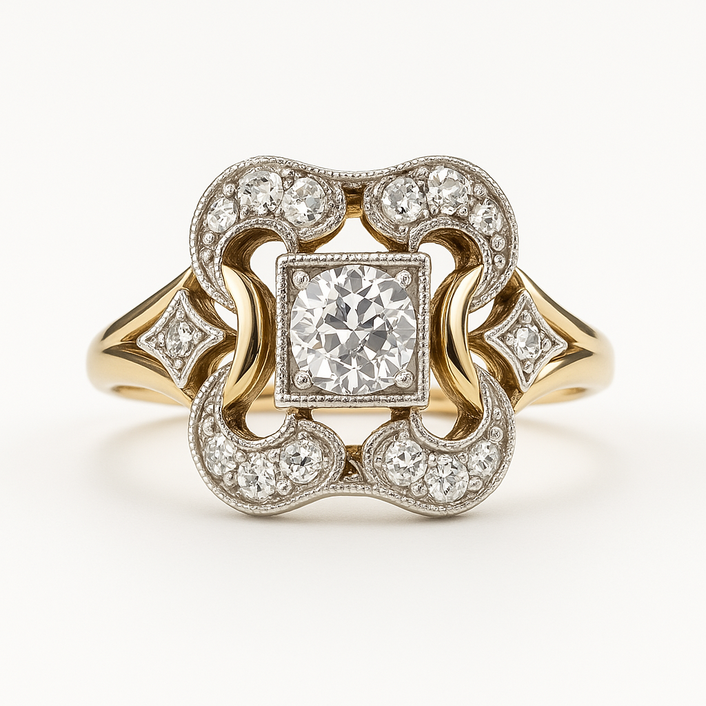 Anel de Ouro com Zircônia Vintage