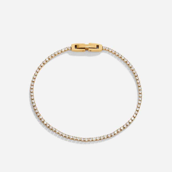 Pulseira Niyah de Cristal Branco com Detalhes em Ouro