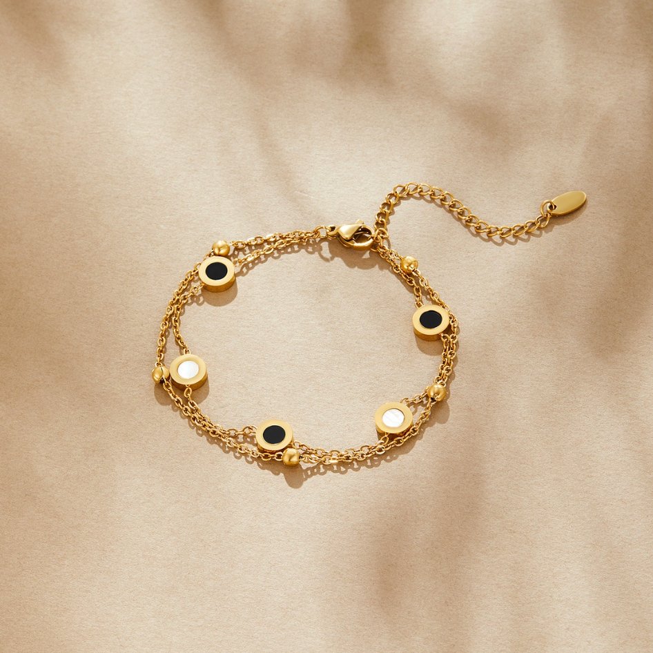 Pulseira de Ônix e Pedra Branca