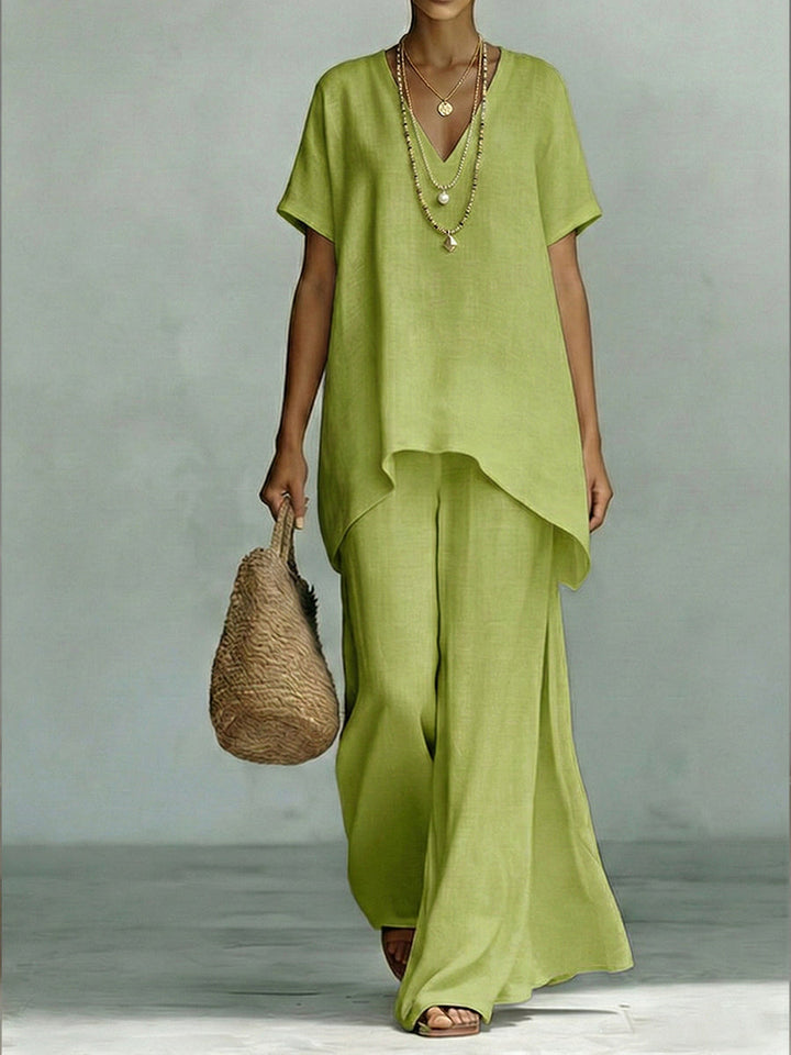 Elenia | Conjunto Elegante de Linho e Algodão em Duas Peças