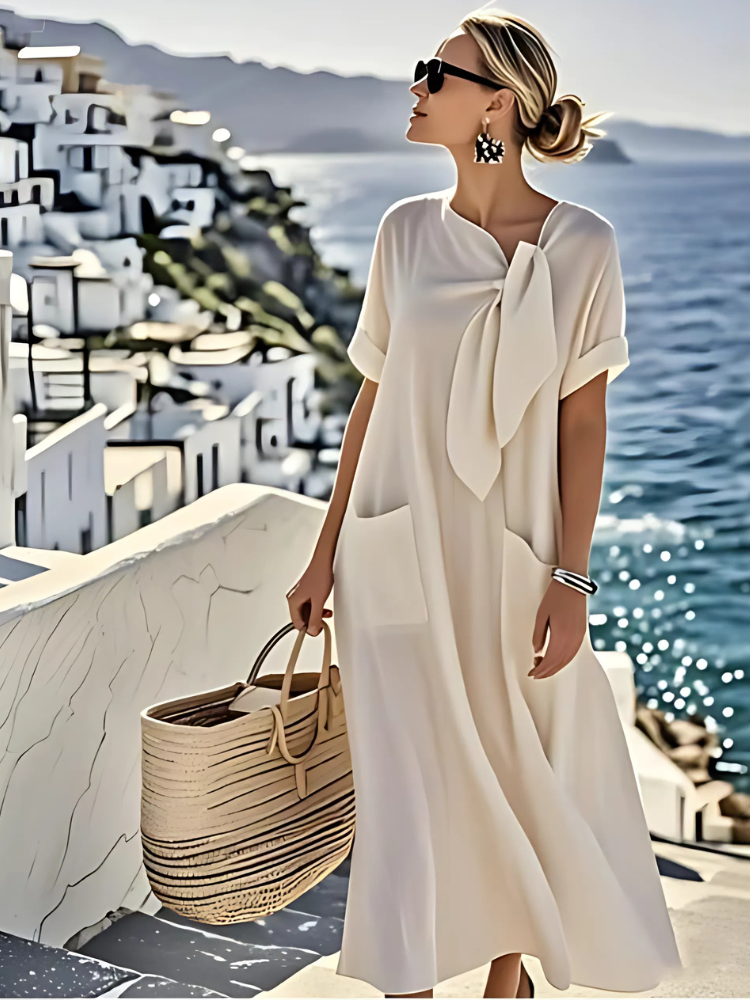 Janet | Vestido Maxi de Verão Elegante e Solto com Bolsos